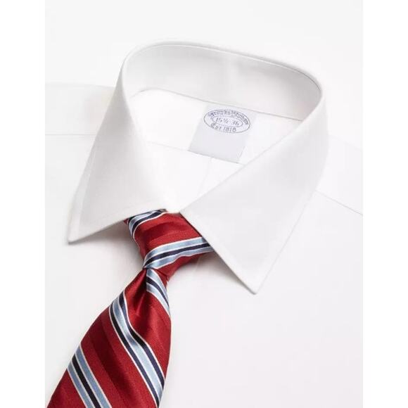 NWT Brooks Brothers Stretch Non-Iron Pinpoint Oxford Ansley Collar Shirt 16x34 - Picture 2 of 8